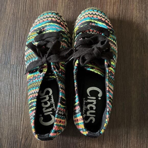 Sam Edelman Circus Y2K 90s 80s Retro Neon  BRANDON Stripe Espadrille Platform s7 - Picture 1 of 5